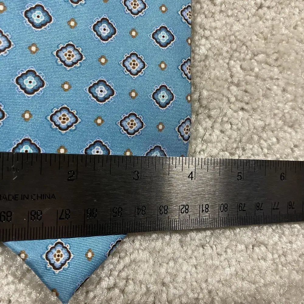 Y2K Vera Bradley for Baekgaard Tie Mens Blue Silk Handmade Geometric Menswear